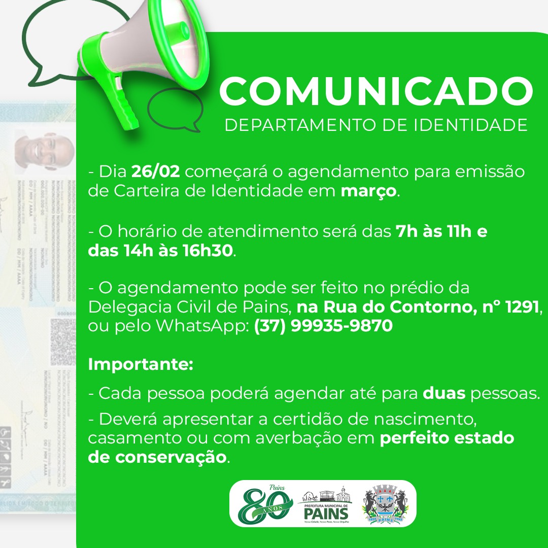 Comunicado Departamento de Identidade