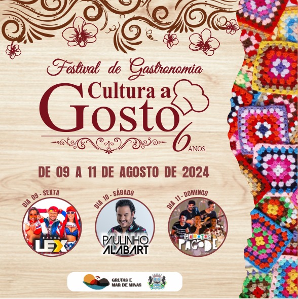 Descubra tudo sobre o 6º Festival de Gastronomia "Cultura a Gosto", que acontece de 09 a 11 de agosto de 2024 em Pains, MG. Saiba mais sobre as atrações musicais, pratos típicos e como participar deste grande evento!