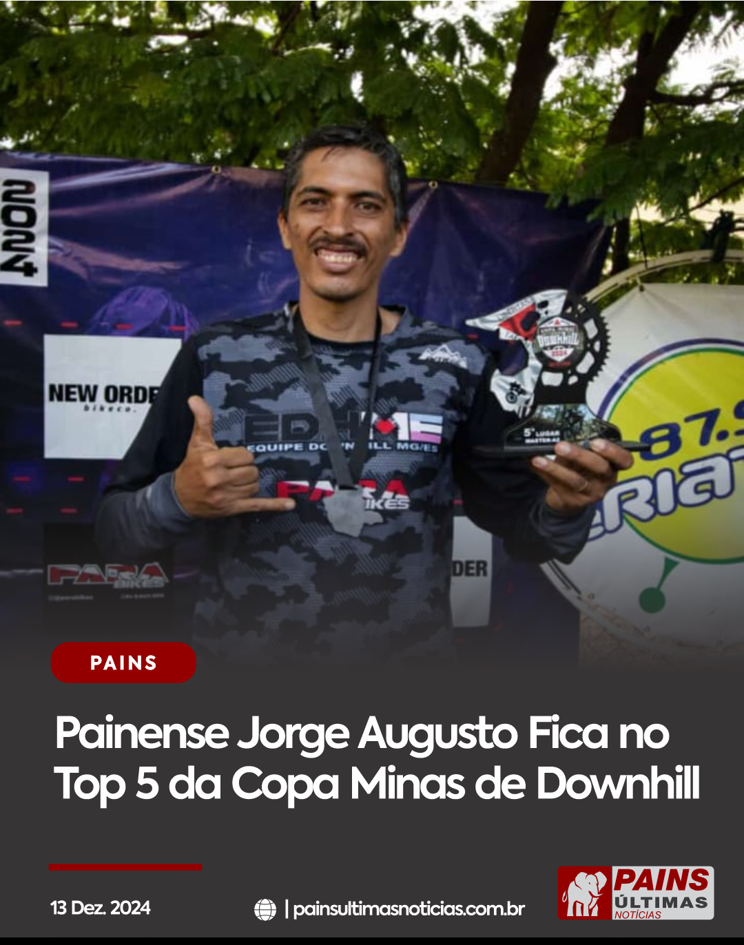 Painense Jorge Augusto Fica no Top 5 da Copa Minas de Downhill